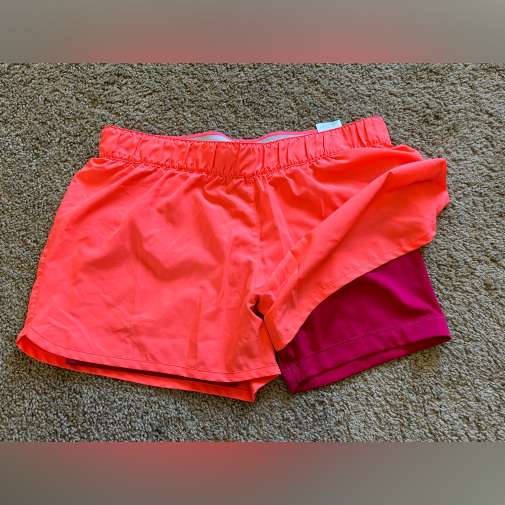 ADIDAS athletic shorts with inner liner | Size Medium | Bright coral - Picture 5 of 12
